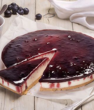 Tarta de queso con arándanos