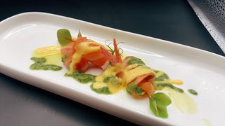 247. Special salmone amaebi salsa mango