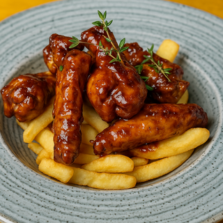 Aripioare de pui cu cartofi prăjiți