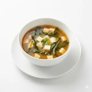 Sopa de misa con tofu y alga de mar