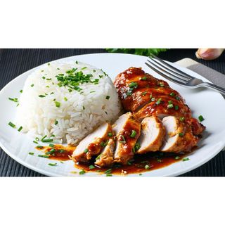 Pan Fried Chicken in Sauce + Rice