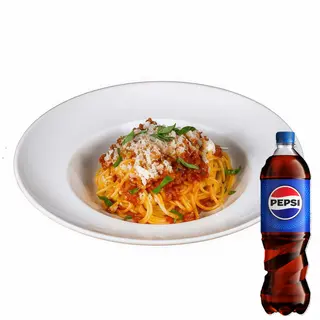 Spaghetti Bolognese + Pepsi 0,5l