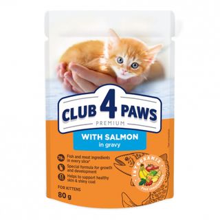 Club 4 Paws Premium Вологий корм з лососем в соусі для кошенят