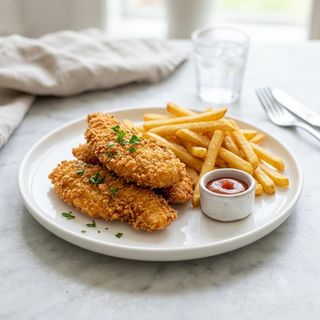 Pollo Empanado Con Patatas