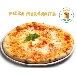 Pizza Margarita con bebida.
