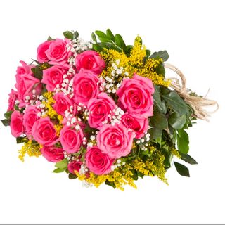 Bouquet di rose e mimosa 