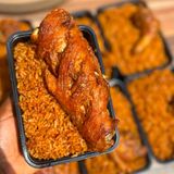 Jollof Rice with moi moi And Turkey