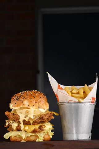 Chicken Cheese & Pine Square Burger