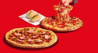 2 Pizzas Médias + 2 Pães de Alho