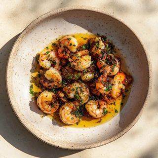 Gambas al ajillo + pan marroquí