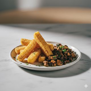 Polenta fritta con funghi porcini