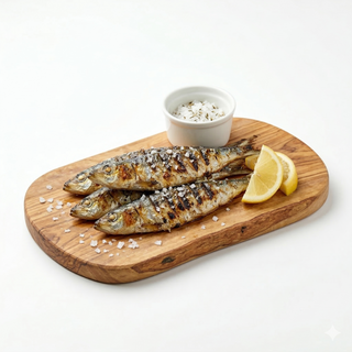 Sardina pe plita cu sare de mare