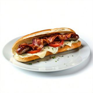 7. Bocata Especial Dos Salchichas De Bacon Con Queso Y Tomate
