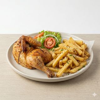 1/2 Pollo A La Brasa Con Patatas Y Ensalada