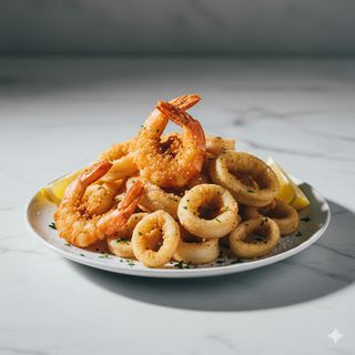 Fritto di calamari e gamberi