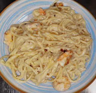 Pasta De Espaguetis Con Gambas
