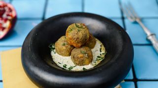 Lobio Balls with smoked ham and jonjoli