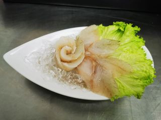 White fish Set of Sashimi on ice