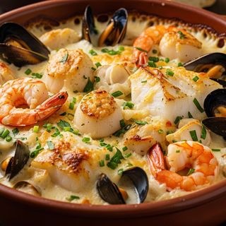 Cazuela Fruits De Mer À La Sauce Blanche