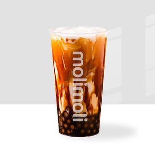 Milk tea con tapioca caramellata