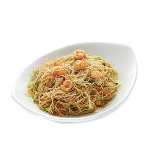 89. Spaghetti di riso con gamberi