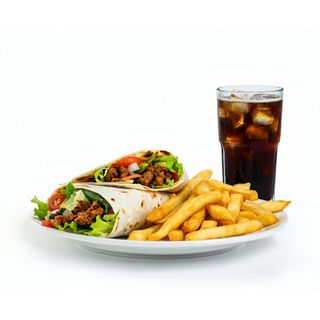 5.Menú Shuarma Normal Con Carne, Patatas, Ensalada Y Bebida