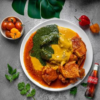 2 Amala with Goat Meat Combo + Coke