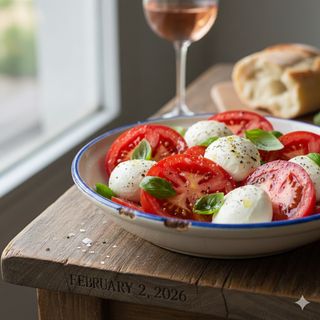 Салата сочни домати с моцарела