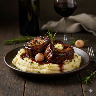 Policzki wołowe duszone w czerwonym winie