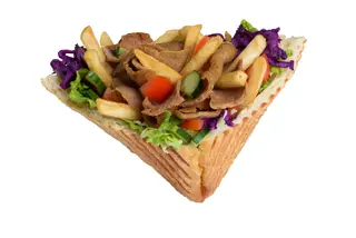 Kebab w bułce z frytkami mega