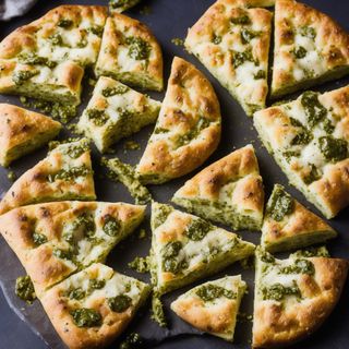 Focaccia con pesto y parmesano
