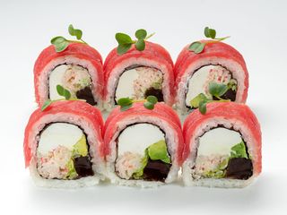 Рол з тунцем, сніжним крабом та цитрусовим желе
