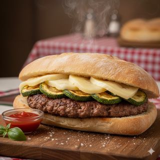 Hamburger, caciocavallo e zucchine