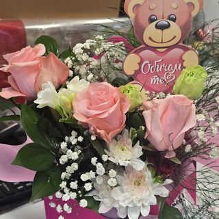 Кутия плик - 3 розови рози