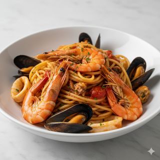 Espaguetis con mariscos