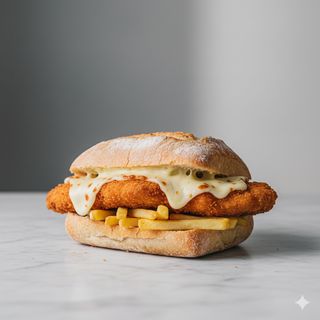 Panino cotoletta, patatine e provola