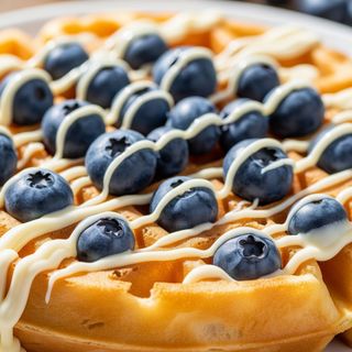 Waffle cioccolato bianco e mirtilli