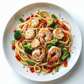 32 Spaghetti di soia con frutti di mare