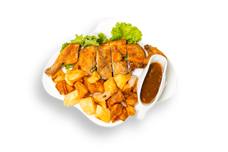  შემწვარი წიწილა ოჯახური კარტოფილით