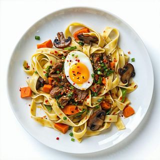 Tagliatelle con manzo piccante