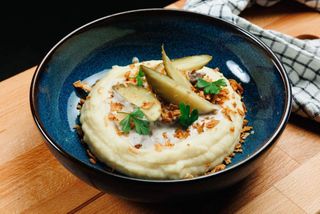 Beef Stroganoff with mashed potatoes