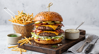 Burger de vită cu cartofi Retro pai