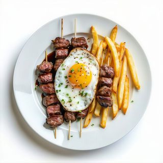 Pinchos de Secreto Ibérico, Huevo, Patatas O Ensalada