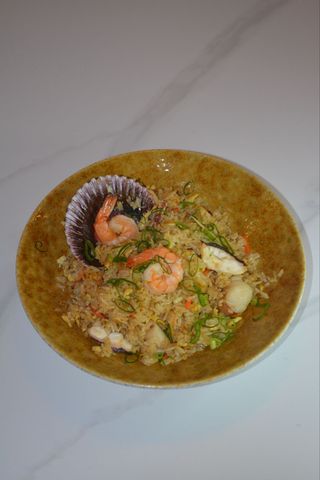 Arroz Frito Con Mixtura De Mariscos