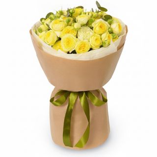 9 жовтих піоновидних троянд