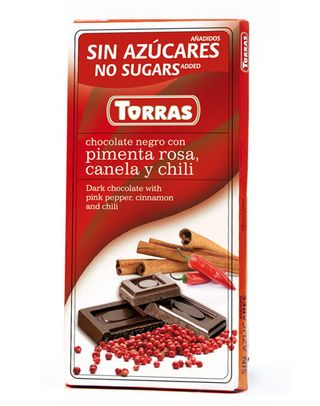 Czekolada gorzka z różowym pieprzem, cynamonem i chili bez dodatku cukru 75g TORRAS