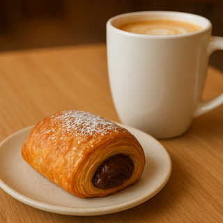 Napolitana de chocolate y cafe al gusto 