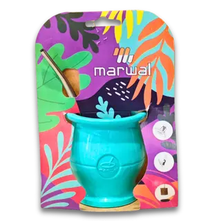 Mate MARWAL turquesa con bombilla