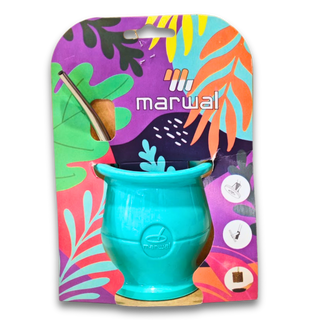 Mate MARWAL turquesa con bombilla