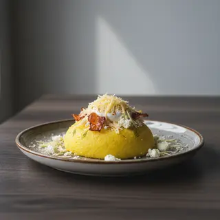 Mamaliguta cu branza de burduf,smantana,cascava,bacon